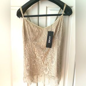 New Dkny Y2k Lace Tank. Pale Gold. Valentines gift.